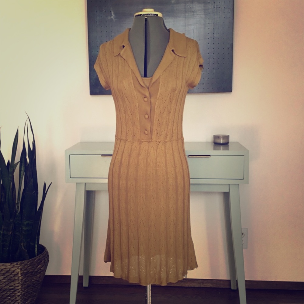Free People Gold Sweater Dress 2p